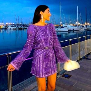 Zara limited edition purple beaded tunic dress